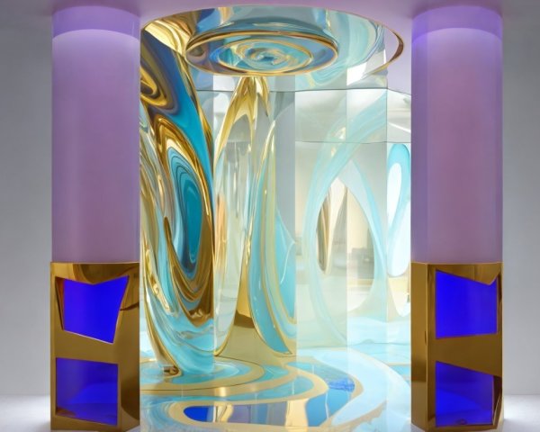 Abstract Futuristic Space with Swirling Forms and Colors