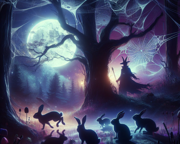 Whimsical Moonlit Forest with Enchanted Landscape