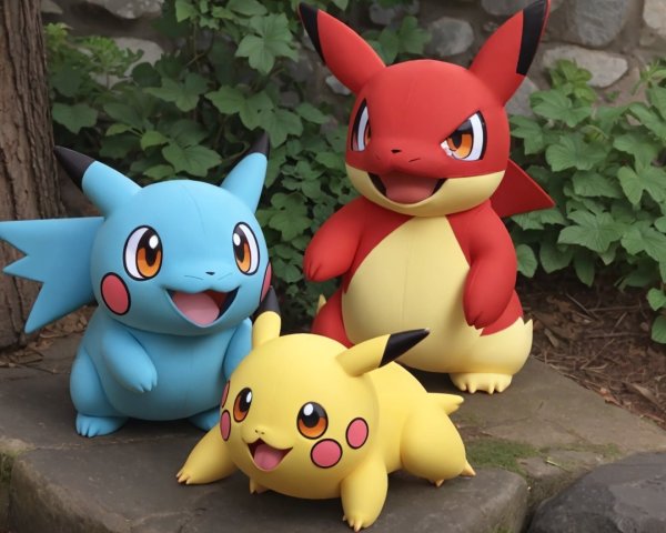 Colorful Pokémon Figures with Distinct Designs and Expressions