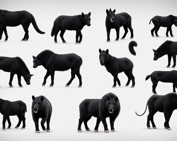 Stylized Matte Black Animal Collection with Various Species