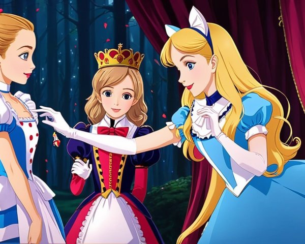 Animated Princesses in a Whimsical Forest Setting