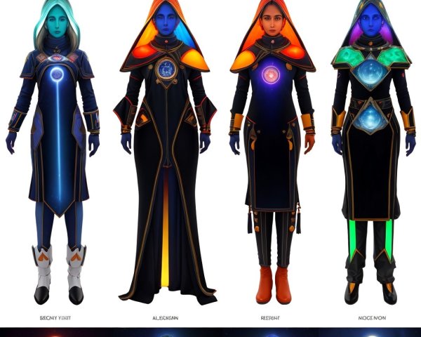 Futuristic Characters in Celestial-Themed Robes