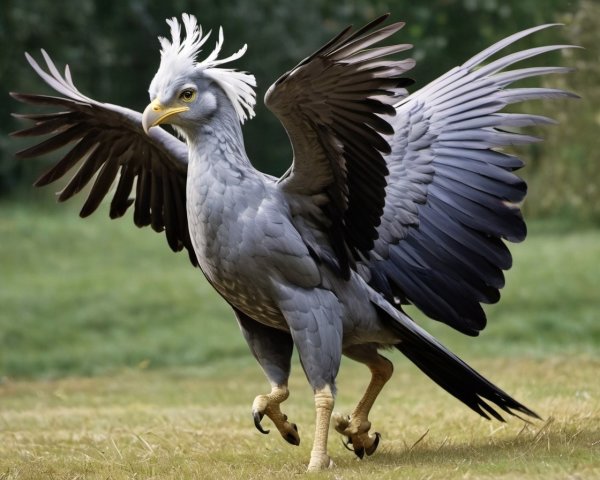 Majestic Gray Bird with White Crest and Black Tips