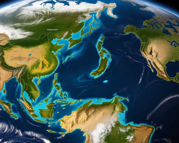 Detailed View of the Pacific Region and Coastlines