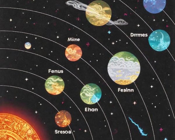 Colorful Representation of a Fictional Solar System