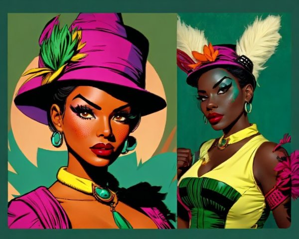 Vibrant Illustrations of Confident Fashionable Woman