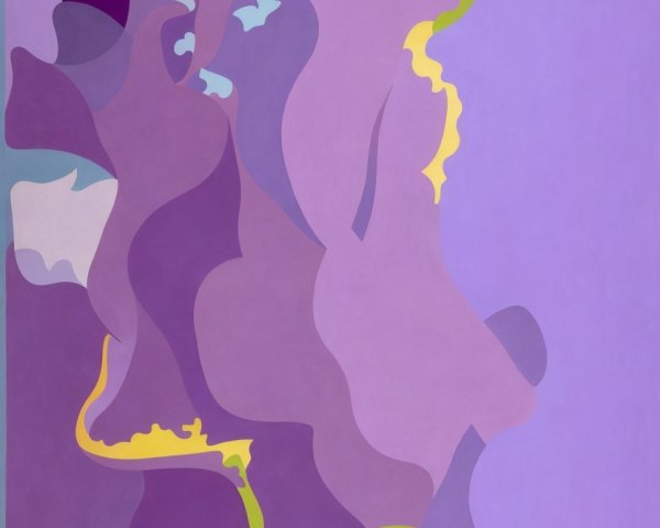 Abstract Composition with Flowing Shapes in Purple