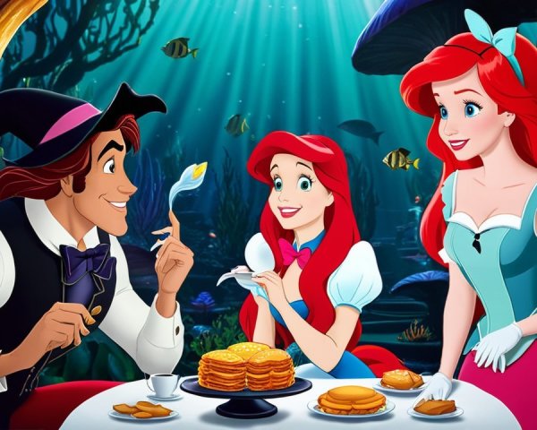 Mermaids Enjoy Breakfast in Underwater Scene