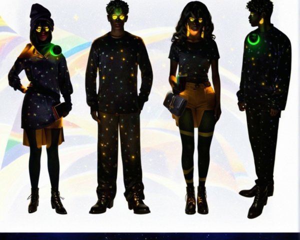Cosmic-Themed Fashion with Unique Accessories and Textures