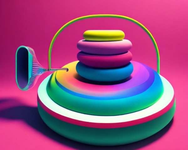 Vibrant Abstract Sculpture with Pastel Stacked Rings