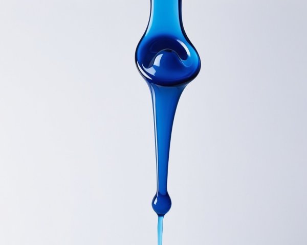 Close-Up of a Vibrant Blue Liquid Droplet in Air