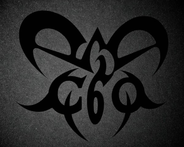 Black Tribal Design on Textured Dark Background
