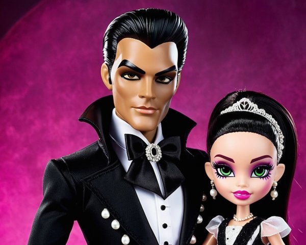 High-Fashion Couple in Elegant Attire and Accessories