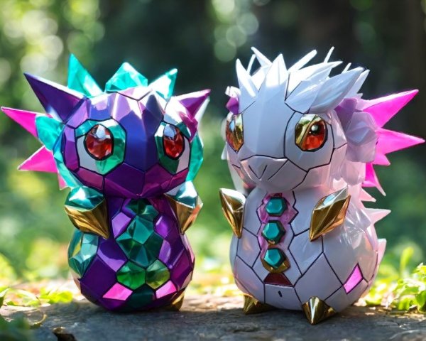 Vibrant Crystalline Creatures in Natural Setting