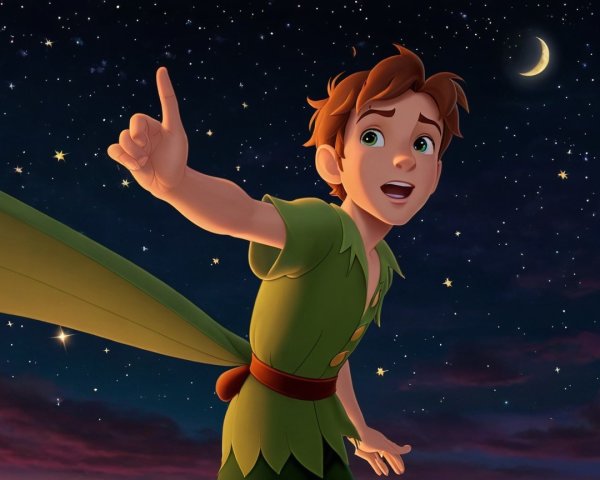 Young Boy in Green Clothing Under Starry Night Sky