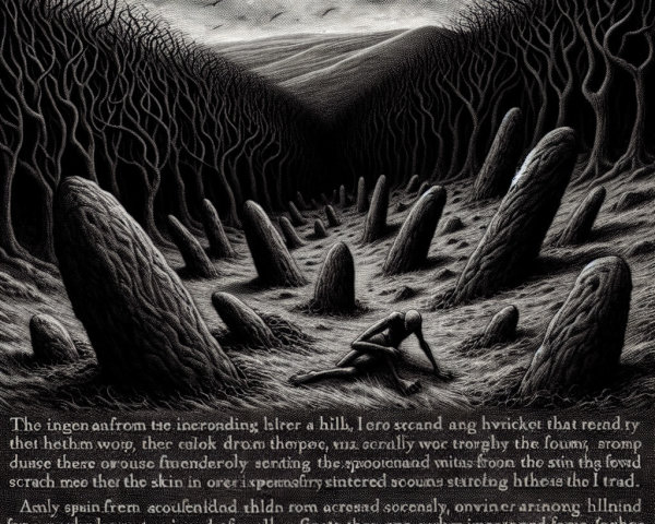 Eerie Landscape with Twisted Trees and Shadows