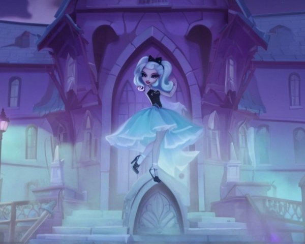 Ghostly Figure in Vintage Outfit by Haunted Mansion