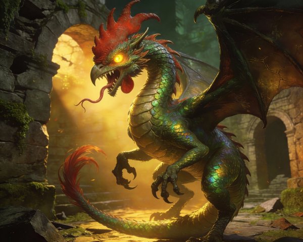 High-Definition Digital Painting of a Basilisk Creature