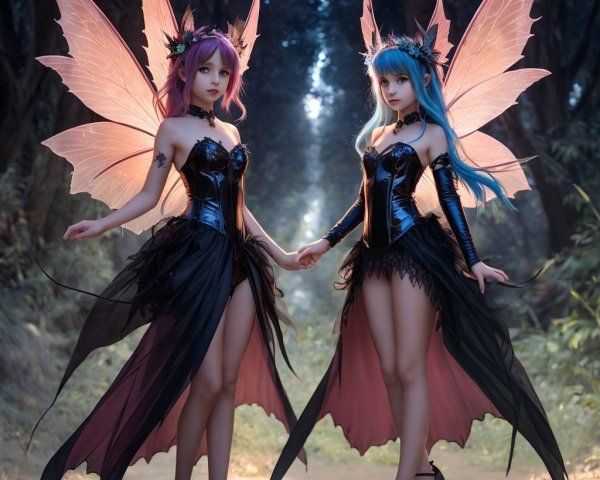 Fairy Figures in a Mystical Forest Setting