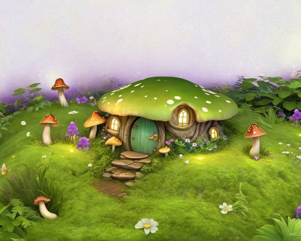Whimsical Fairy-Tale Cottage in Enchanted Garden