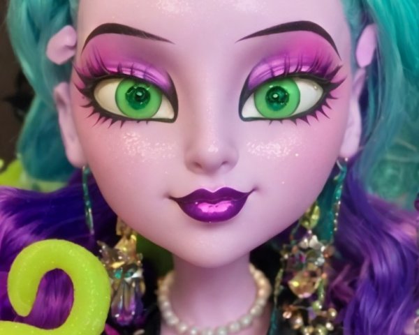 Vibrant Doll with Turquoise and Purple Hair Features