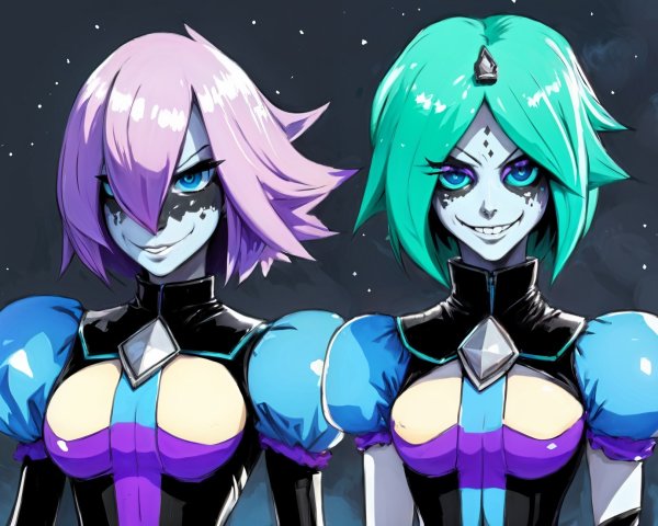 Distinct Characters with Vibrant Hairstyles and Outfits