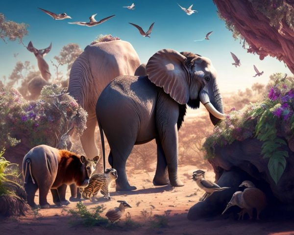Wildlife Harmony in a Vibrant Natural Landscape