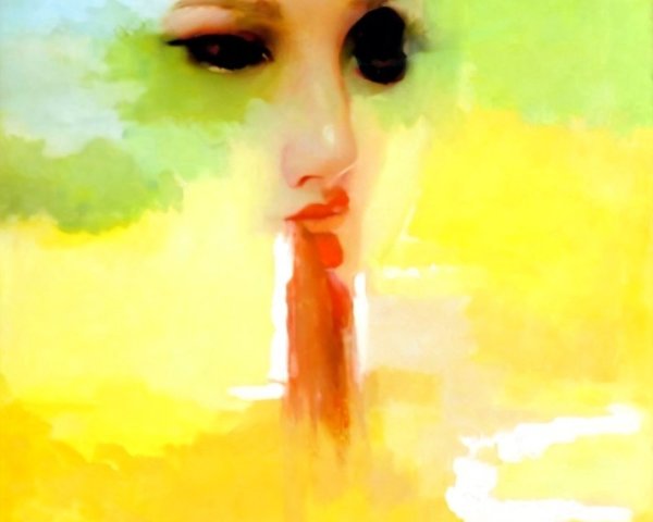 Surreal Portrait of Woman Merging with Vibrant Landscape