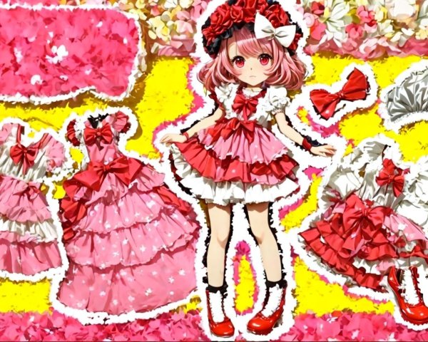 Cute anime character in frilly pink and white outfit