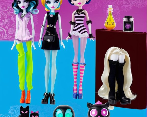 Stylish Dolls with Vibrant Fashion and Accessories