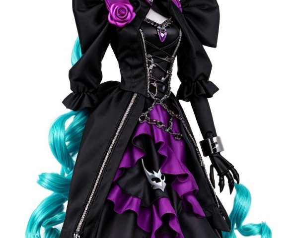 Stylish Witch Doll with Turquoise Hair and Elegant Gown