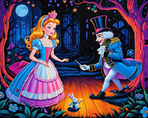 Whimsical Encounter in an Enchanted Forest Setting