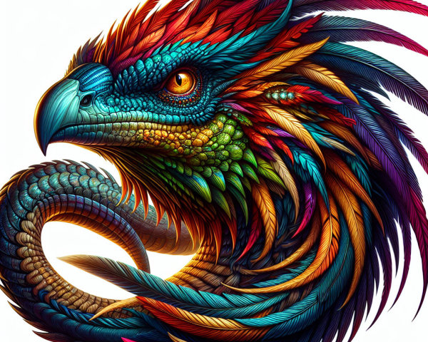 Vibrant Fantastical Creature with Colorful Plumage