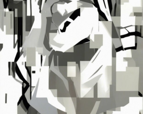 Abstract Female Figure Surrounded by Geometric Shapes
