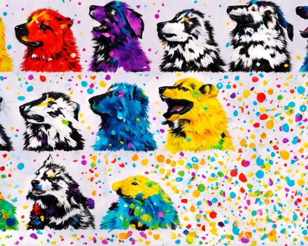 Colorful Animal Portraits with Whimsical Background