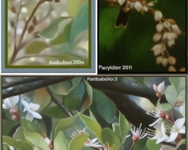 Three Artworks of Delicate Blossoms and Foliage