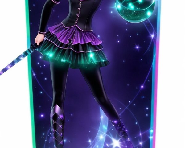 Stylish Character with Cat Ears in Cosmic Setting