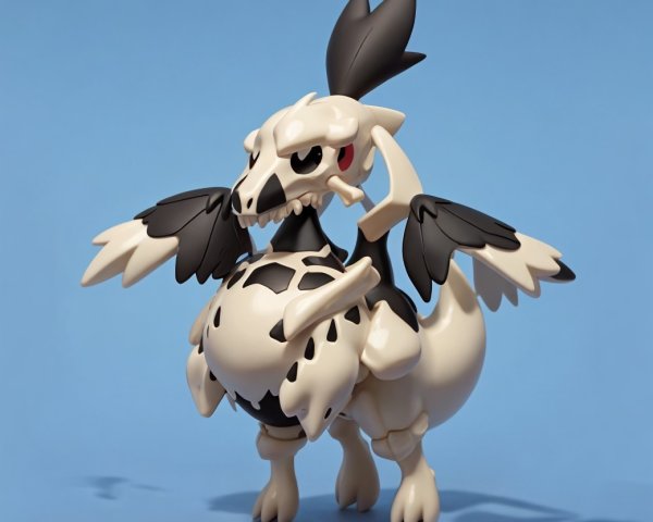 Cartoonish Dragon Creature with Skeletal Design