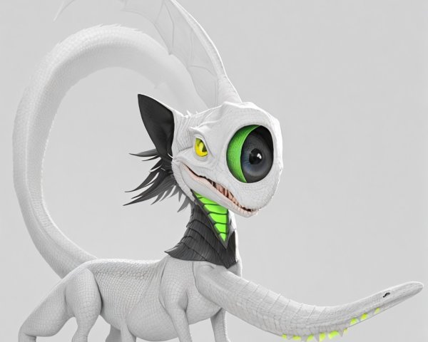 Cartoonish Dragon-Like Creature with Vibrant Features