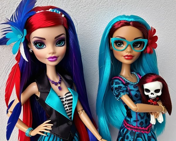 Fashionable dolls with vibrant hair and stylish outfits