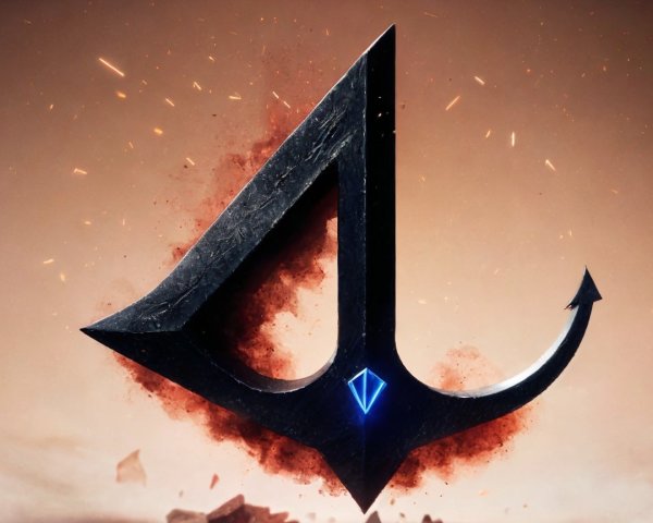 Stylized emblem with anchor and angular design elements