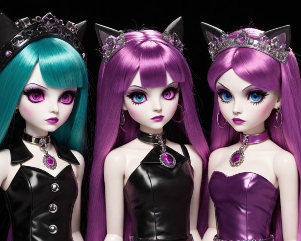 Elegant Dolls with Vibrant Hair and Stylish Outfits