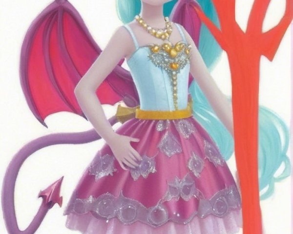 Whimsical Character with Pastel Blue Hair and Accessories