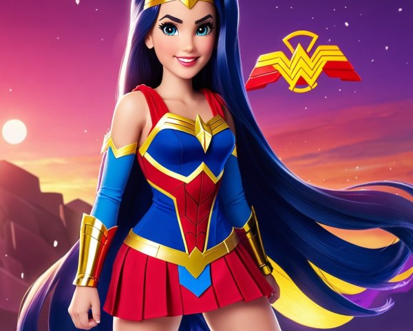 Stylized Animated Character Inspired by Wonder Woman