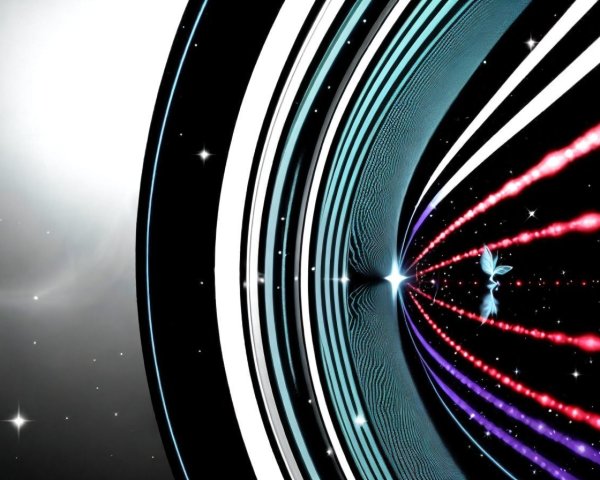 Vibrant Cosmic Scene with Light Streaks and Rings