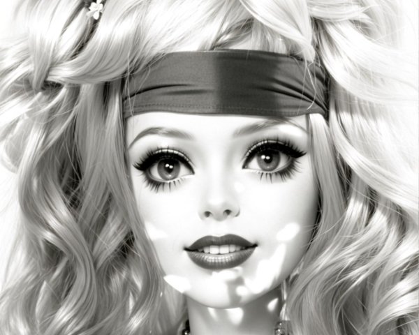 Stylized Doll with Expressive Features and Headband