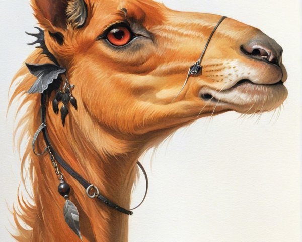 Stylized Camel with Sandy-Brown Coat and Red Eye