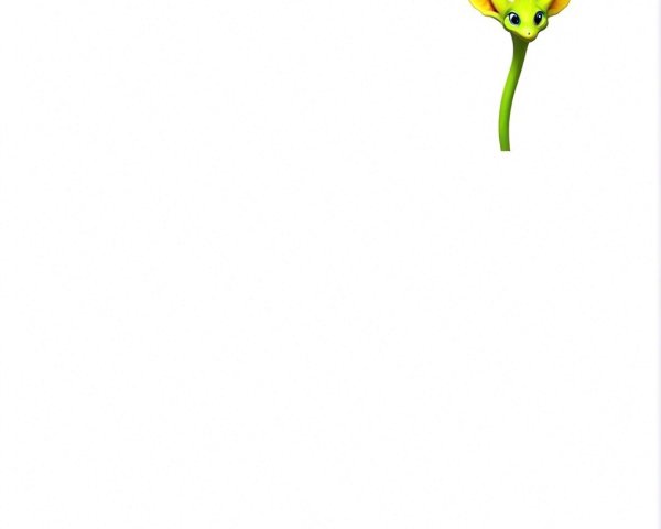 Whimsical Cartoon Creature with Green Body and Yellow Ears