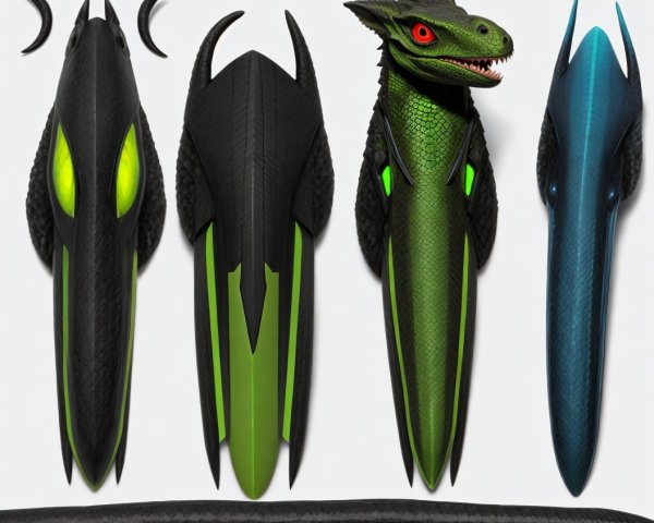 Four Unique Dragon Heads with Distinct Designs
