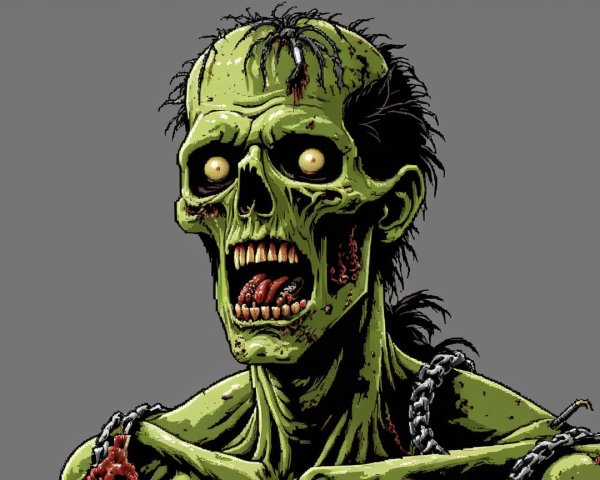 Grotesque Zombie Character with Decaying Features